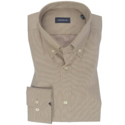 Beige Oxford Button-Down Cotton Shirt