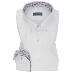 Plain White Twill Orange Contrast Cotton Shirt