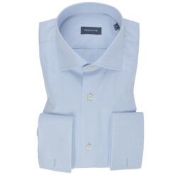 Double Cuff Blue Twill Cotton Shirt