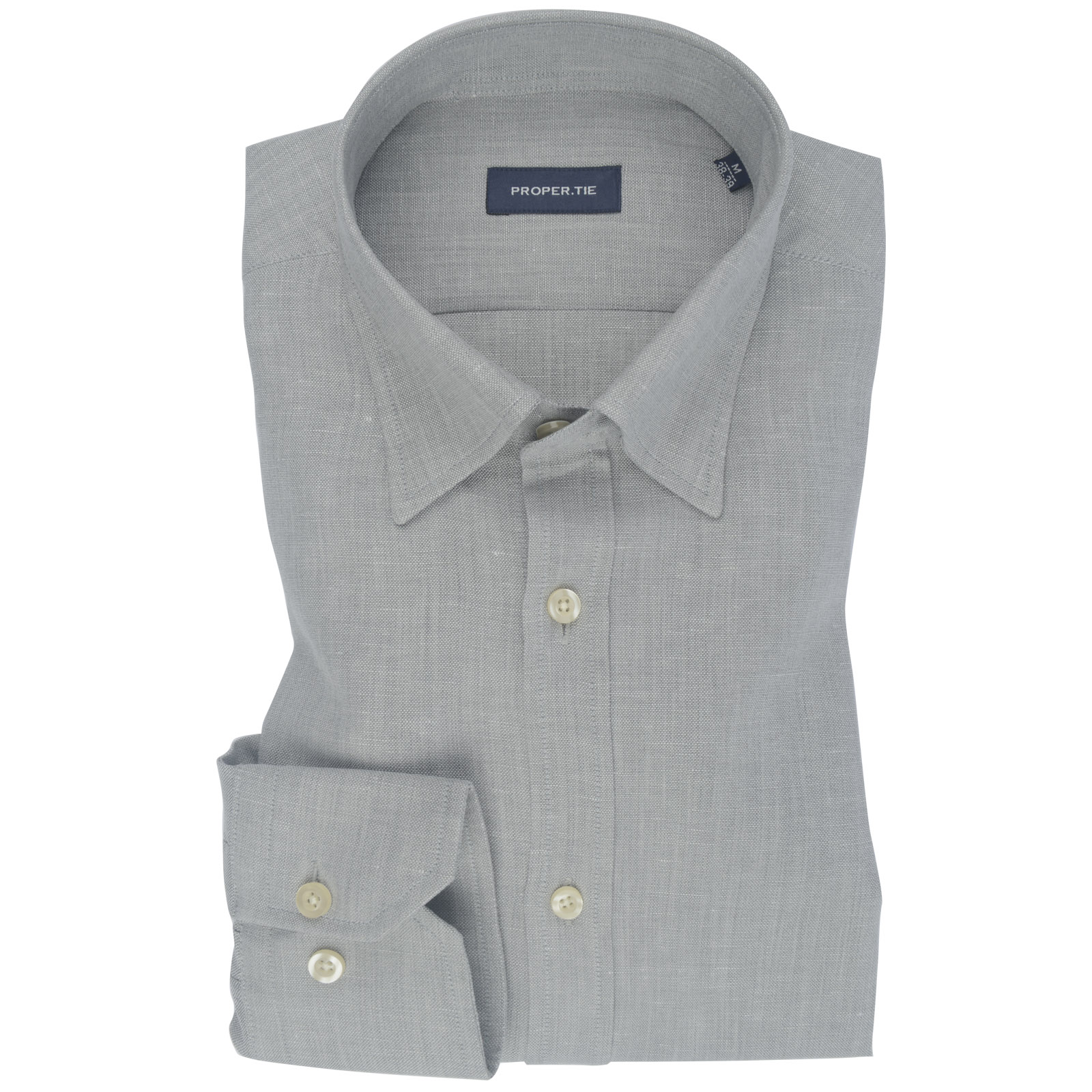 Pure Linen Grey Plain Shirt