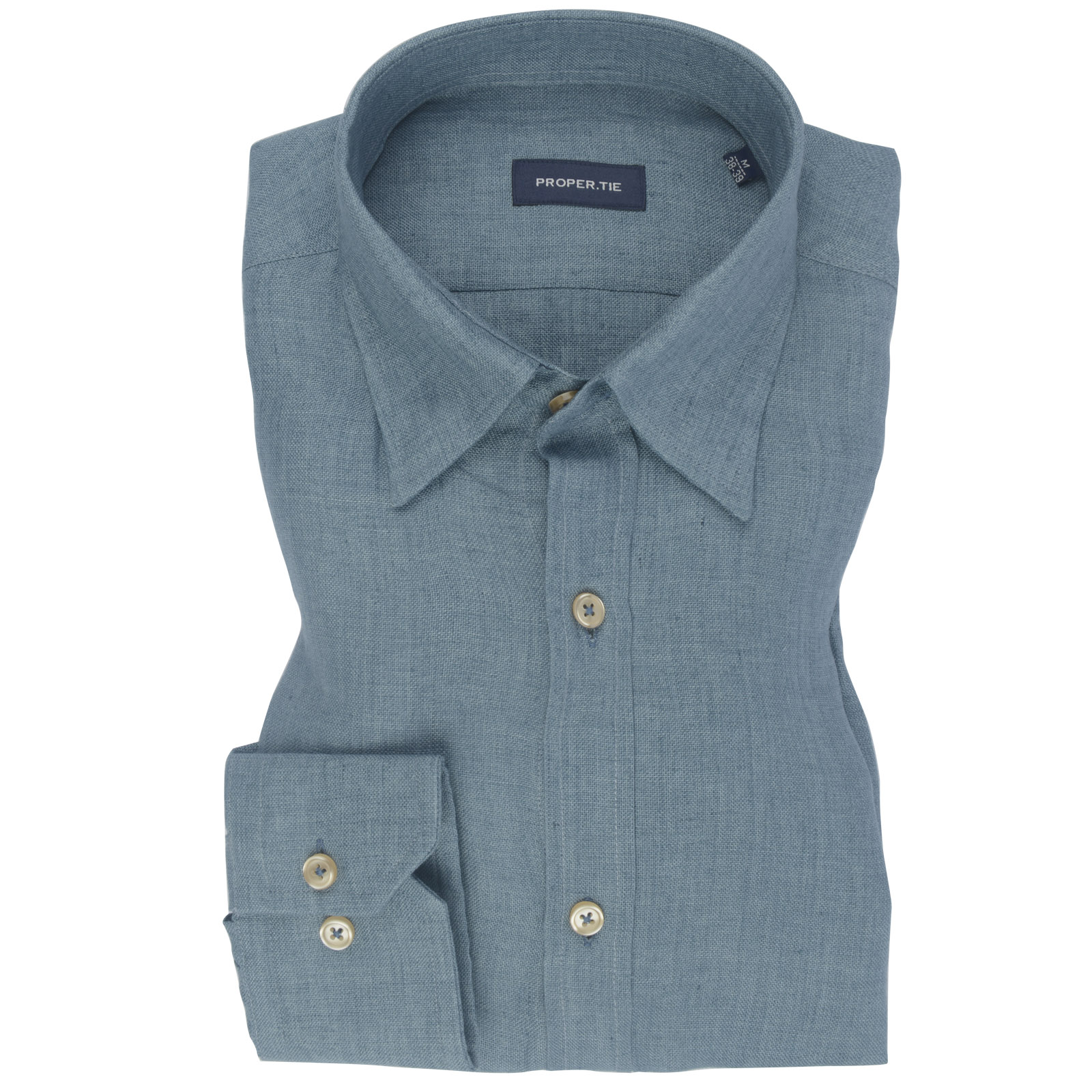 Pure Linen Blue Denim Plain Shirt