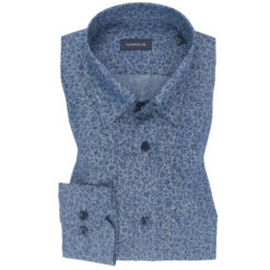 Pure Linen Blue Floral Print Shirt