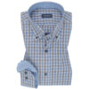 Blue & Brown Check Contrast Cotton Shirt
