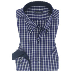 Dark Purple & White Check Contrast Cotton Shirt