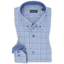 Multi Blue Check Contrast Cotton Shirt