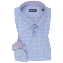 Blue & Pink Check Contrast Cotton Shirt