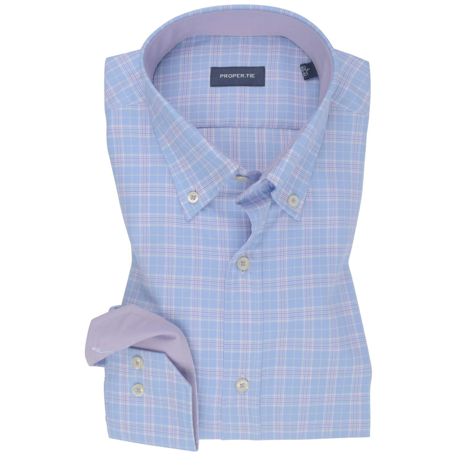 Blue & Pink Check Contrast Cotton Shirt