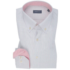 Blue & Pink Light Check Contrast Cotton Shirt