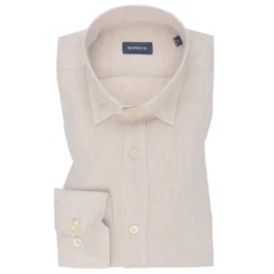 Pure Linen Beige Plain Shirt