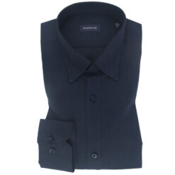 Pure Linen Navy Blue Plain Shirt