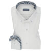 Plain White Twill Navy Blue Contrast Cotton Shirt