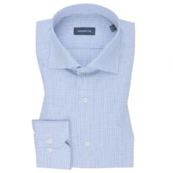 Small Check Blue Texture Cotton Shirt