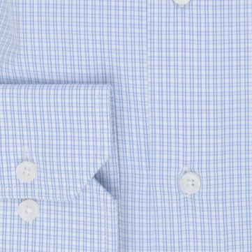 Small Check Blue Texture Cotton Shirt - Image 4