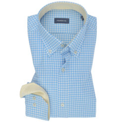 Blue Check Contrast Cotton Shirt