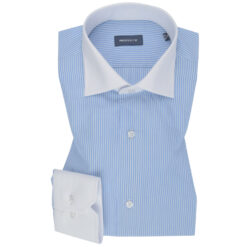 Mini Stripe Blue Winchester Collar Cotton Shirt