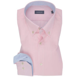 Pink Mini Stripe Contrast Cotton Shirt