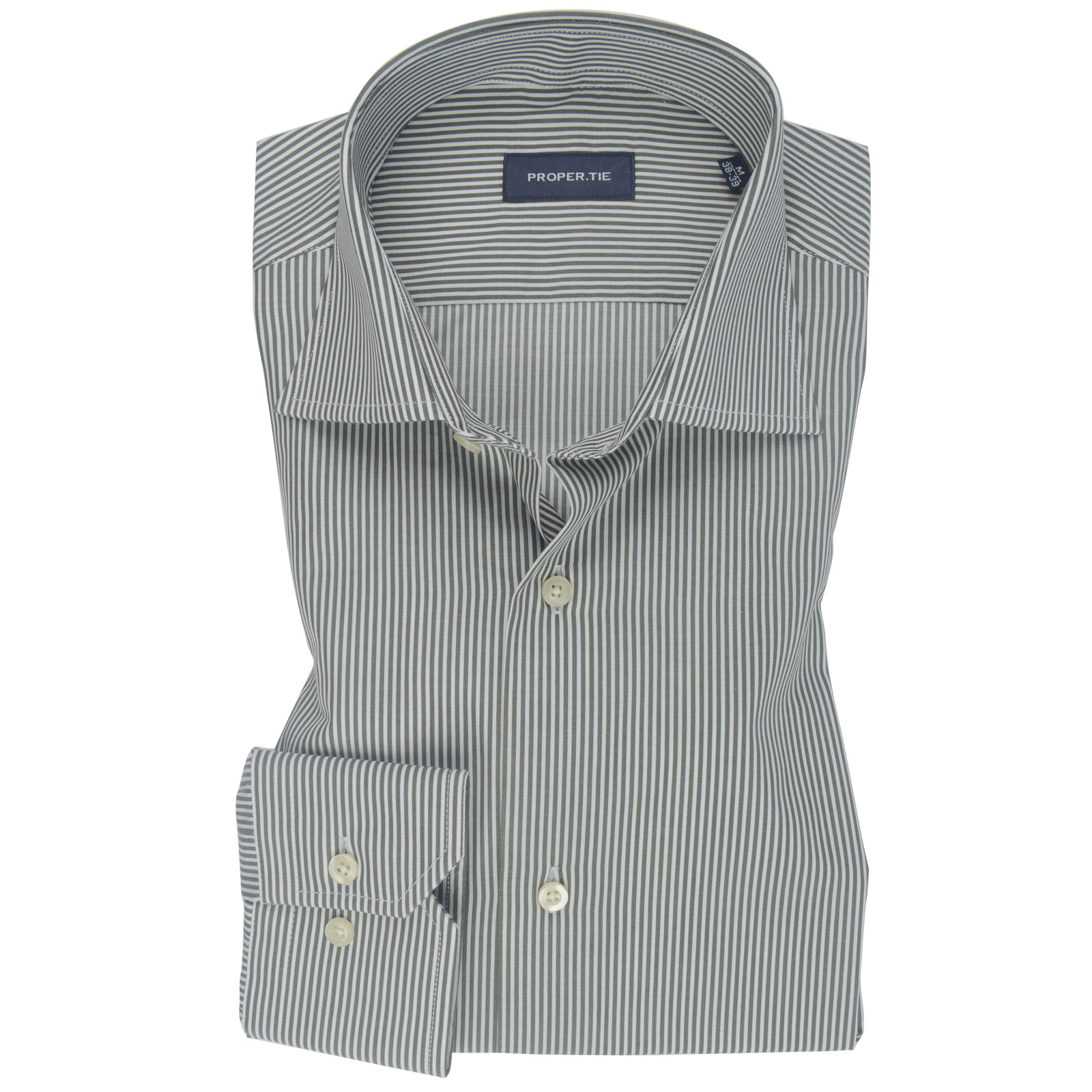 Mini Stripe Olive Green Cotton Shirt