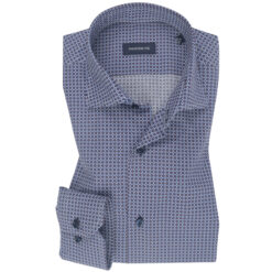 Navy Blue Bordeaux Dotted Print Cotton Shirt
