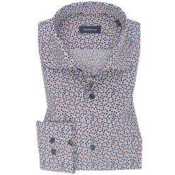 Blue Orange Dotted Print Cotton Shirt