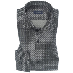 Black Beige Dotted Print Cotton Shirt