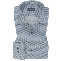 Multi Blue Diagonal Dotted Print Cotton Shirt