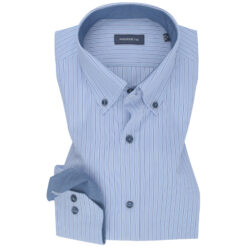 Multi Blue Stripe Contrast Cotton Shirt