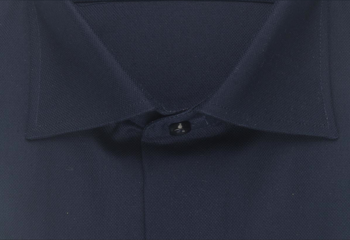 Plain Dark Blue Cotton Shirt - Image 2