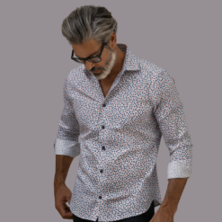 Alternative view of Blue Orange Dotted Print Cotton Shirt