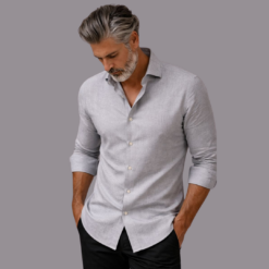 Alternative view of Pure Linen Beige Plain Shirt