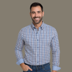 Alternative view of Multi Blue Check Contrast Cotton Shirt