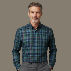 Alternative view of Blue, Red & Green Check Contrast Cotton Shirt