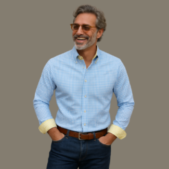 Alternative view of Blue Check Contrast Cotton Shirt